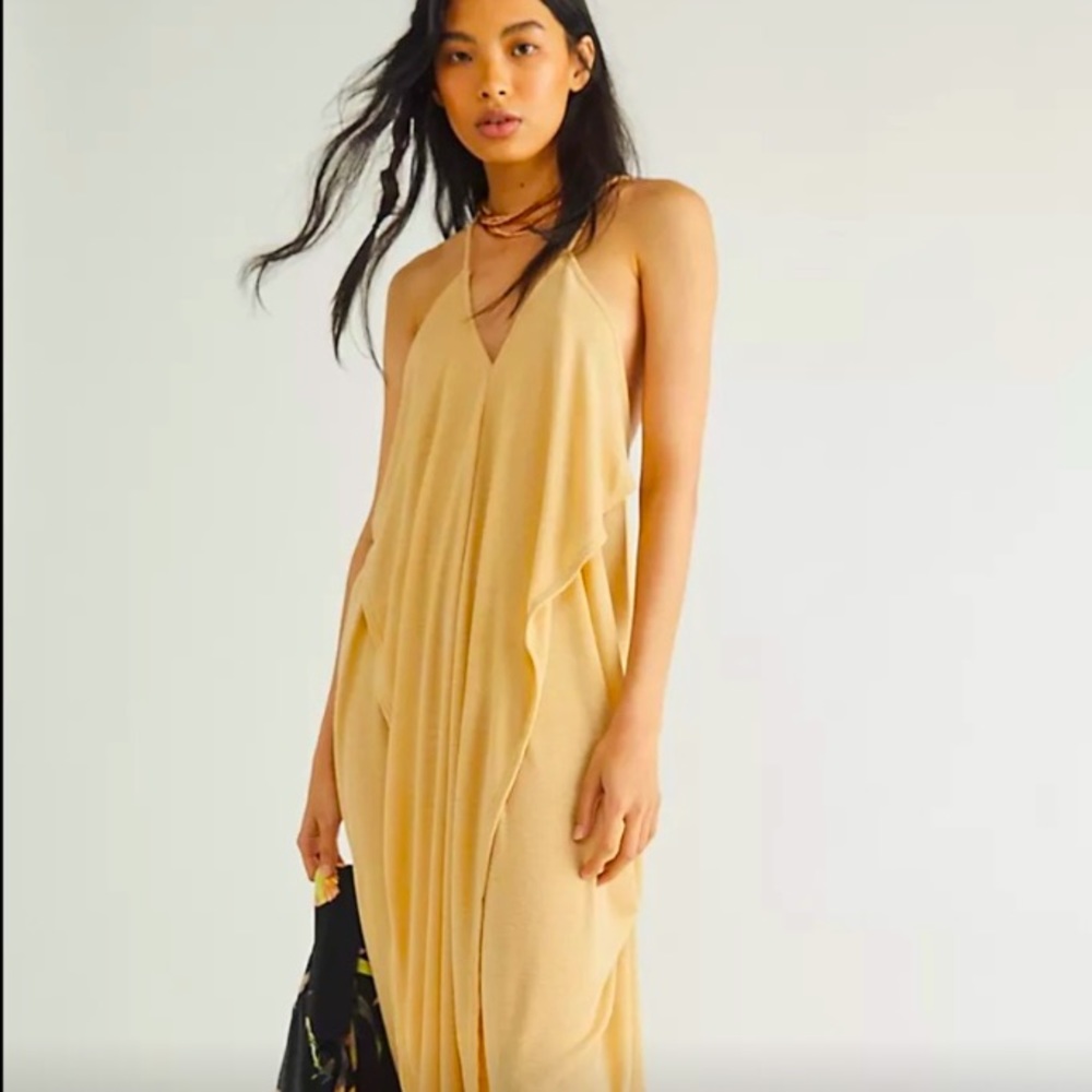 FREE PEOPLE POSITANO Drape Dress in Sand sz L